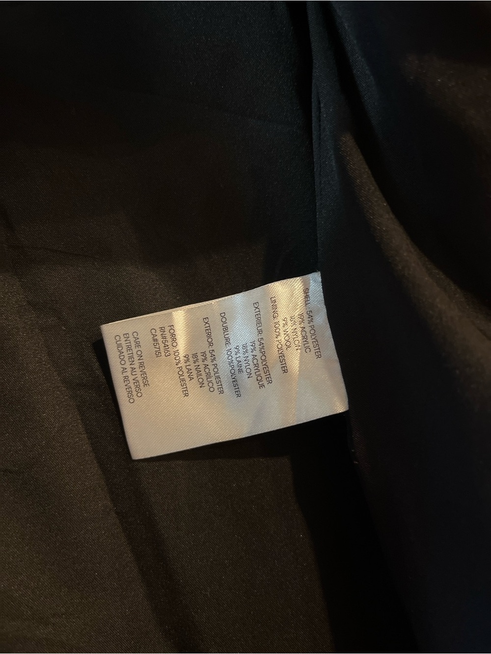 Calvin Klein Black Wool-Blend Pea Coat - Picture 5 of 5